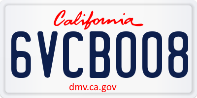 CA license plate 6VCB008