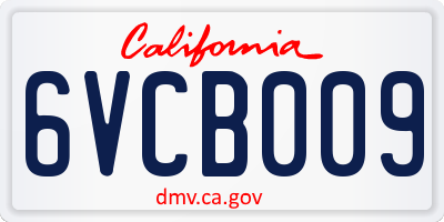 CA license plate 6VCB009