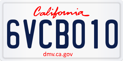 CA license plate 6VCB010