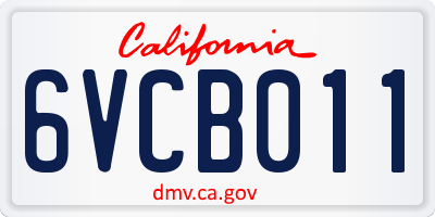 CA license plate 6VCB011