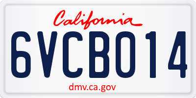 CA license plate 6VCB014