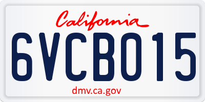 CA license plate 6VCB015