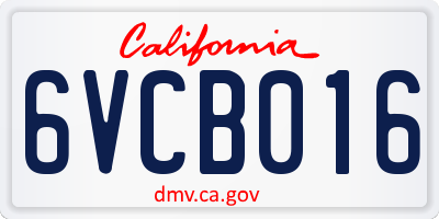 CA license plate 6VCB016