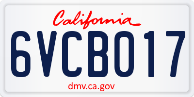 CA license plate 6VCB017