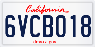 CA license plate 6VCB018