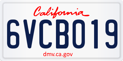 CA license plate 6VCB019