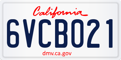 CA license plate 6VCB021