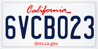 CA license plate 6VCB023