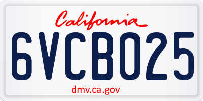 CA license plate 6VCB025