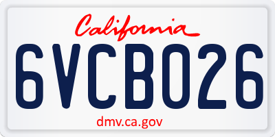 CA license plate 6VCB026