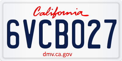 CA license plate 6VCB027