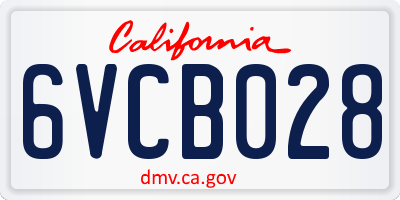CA license plate 6VCB028