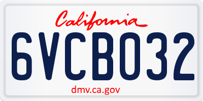CA license plate 6VCB032