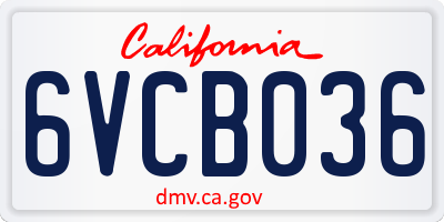 CA license plate 6VCB036