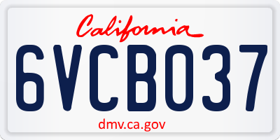 CA license plate 6VCB037