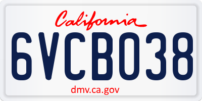 CA license plate 6VCB038