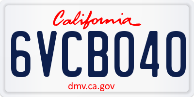 CA license plate 6VCB040