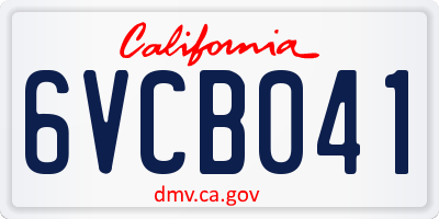 CA license plate 6VCB041