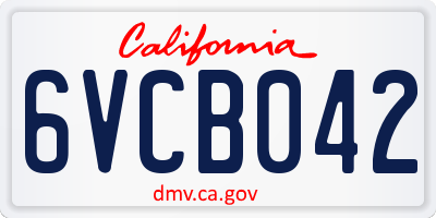 CA license plate 6VCB042