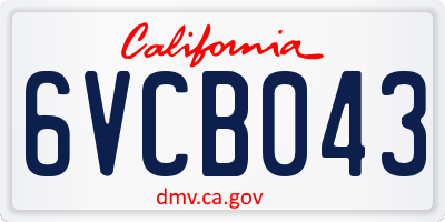 CA license plate 6VCB043