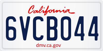 CA license plate 6VCB044
