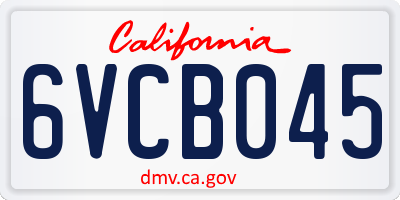 CA license plate 6VCB045