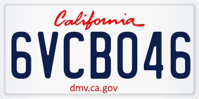 CA license plate 6VCB046