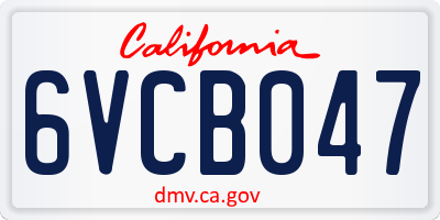 CA license plate 6VCB047
