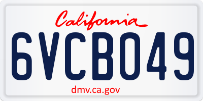 CA license plate 6VCB049