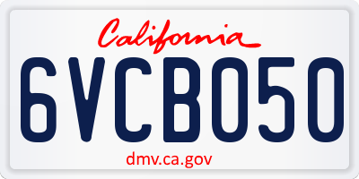 CA license plate 6VCB050