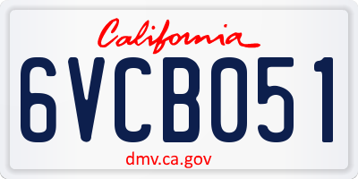 CA license plate 6VCB051