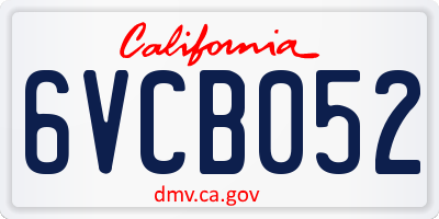 CA license plate 6VCB052