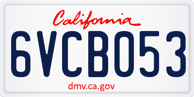 CA license plate 6VCB053