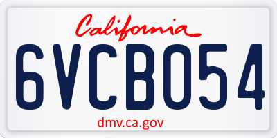 CA license plate 6VCB054