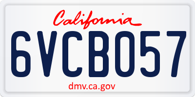 CA license plate 6VCB057