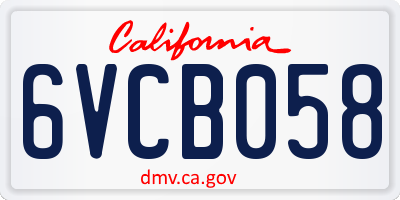 CA license plate 6VCB058