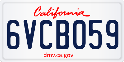 CA license plate 6VCB059