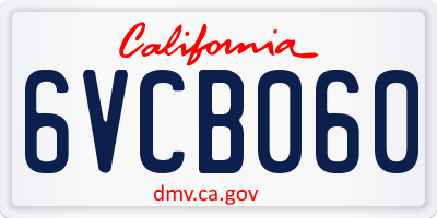 CA license plate 6VCB060