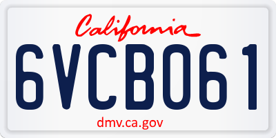 CA license plate 6VCB061