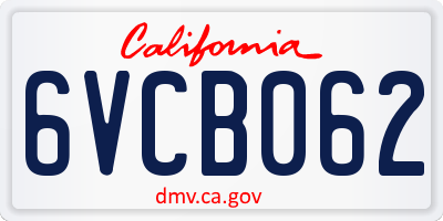 CA license plate 6VCB062