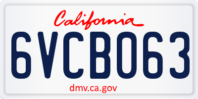 CA license plate 6VCB063