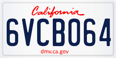 CA license plate 6VCB064