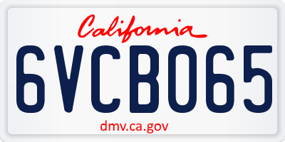 CA license plate 6VCB065