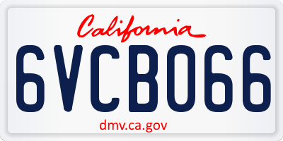 CA license plate 6VCB066