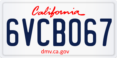 CA license plate 6VCB067