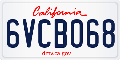 CA license plate 6VCB068
