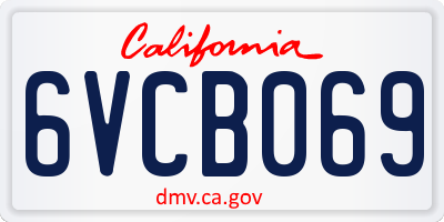 CA license plate 6VCB069