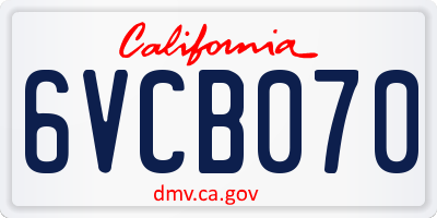 CA license plate 6VCB070
