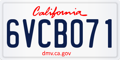 CA license plate 6VCB071