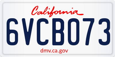 CA license plate 6VCB073